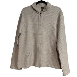 Eileen Fisher Waffle Knit Button Front Light Jacket size XL